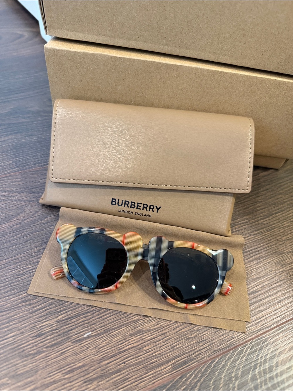 Burberry Kid’s Sunglasses in Vintage Check Black Lenses